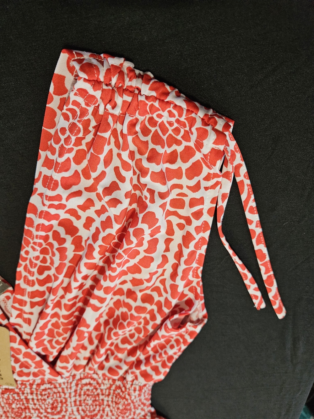 Jon & Anna Womens Red Floral Smocked Waist Dress - Picture 4 of 5